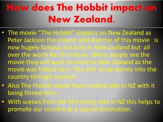 How does The Hobbit impact on New Zealand.