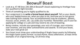 boast beowulf lines presentation ppt powerpoint slideserve grendel hrothgar explaining he look