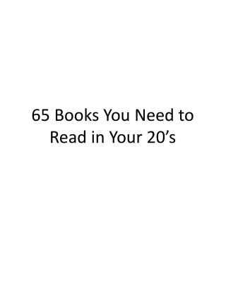 65 Books You Need to Read in Your 20’s