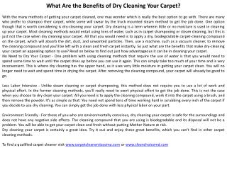 What Are the Benefits of Dry Cleaning Your Carpet