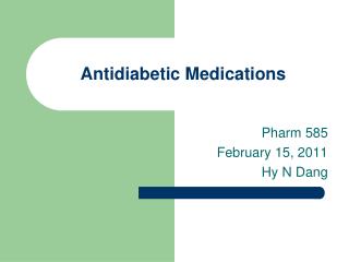Antidiabetic Medications