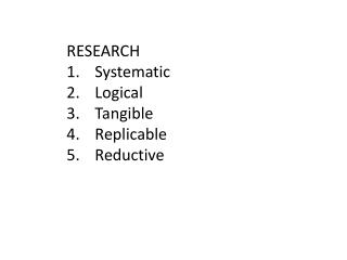 RESEARCH Systematic Logical Tangible Replicable Reductive
