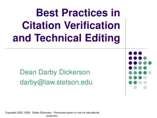 Best Practices in Citation Verification and Technical Editing
