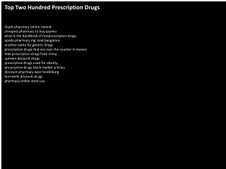 Top Two Hundred Prescription Drugs