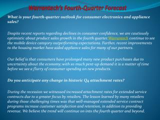 Warrantech’s Fourth-Quarter Forecast