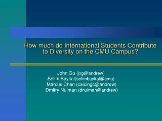 How much do International Students Contribute to Diversity on the CMU Campus?