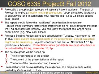 COSC 6335 Project3 Fall 2012