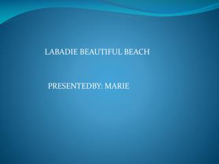 LABADIE BEAUTIFUL BEACH PRESENTEDBY: MARIE