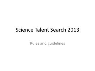 Science Talent Search 2013