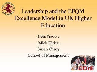 Leadership and the EFQM Excellence Model in UK Higher Education