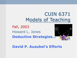 CUIN 6371 Models of Teaching