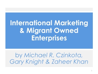 by Michael R. Czinkota , Gary Knight & Zaheer Khan