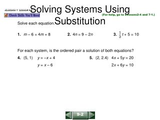 Solving Systems Using Substitution