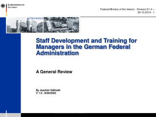 Staff Development and Training for Managers in the German Federal Administration