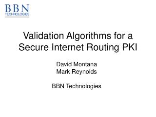 Validation Algorithms for a Secure Internet Routing PKI