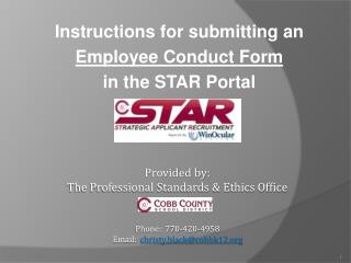 Instructions for submitting an Employee Conduct Form in the STAR Portal