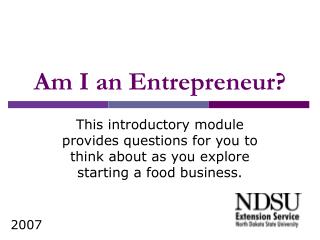 Am I an Entrepreneur?