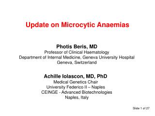 Update on Microcytic Anaemias