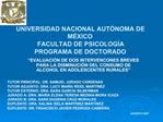 UNIVERSIDAD NACIONAL AUT NOMA DE M XICO FACULTAD DE PSICOLOG A PROGRAMA DE DOCTORADO