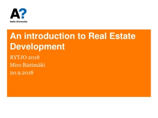 An introduction to Real Estate Development