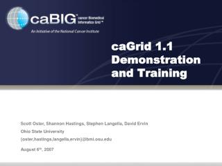 caGrid 1.1 Demonstration and Training