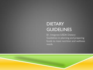 Dietary guidelines