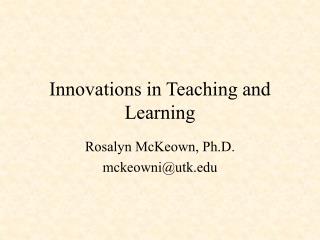Innovations in Teaching and Learning