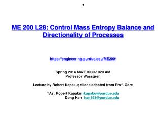 Control Volume Entropy Balance Illustrating an Impossible Process