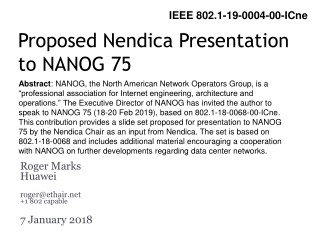 Proposed Nendica Presentation to NANOG 75