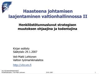 Haasteena johtamisen laajentaminen valtionhallinnossa II