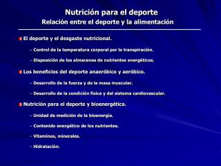 Nutrición para el deporte