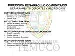 DIRECCION DESARROLLO COMUNITARIO DEPARTAMENTO DEPORTES Y RECREACION