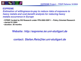 ESPREME Estimation of willingness-to-pay to reduce risks of exposure to
