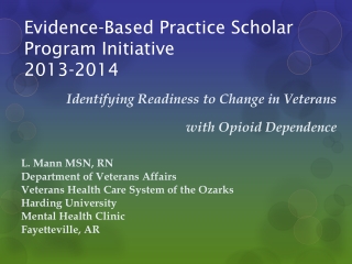 Evidence-Based Practice Scholar Program Initiative 2013-2014