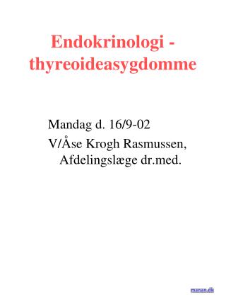 Endokrinologi - thyreoideasygdomme