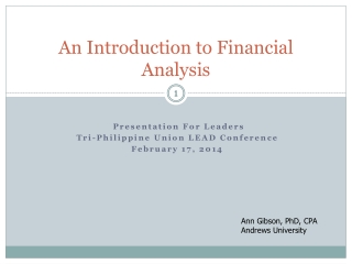 An Introduction to Financial Analysis