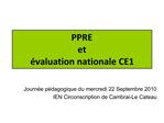 PPRE et valuation nationale CE1