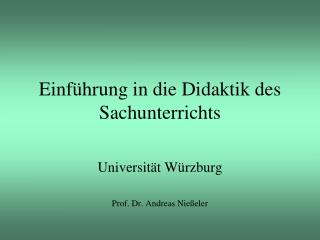 Einführung in die Didaktik des Sachunterrichts