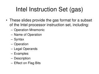 Intel Instruction Set (gas)