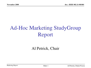 Ad-Hoc Marketing StudyGroup Report