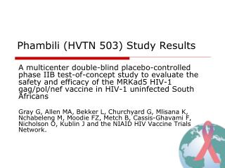 Phambili (HVTN 503) Study Results