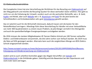 Elektroschrott - EU-Elektronikschrottrichtlinie