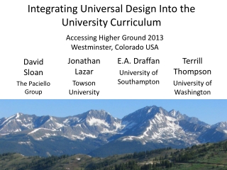 Integrating Universal Design Into the University Curriculum