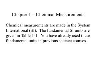Chapter 1 – Chemical Measurements