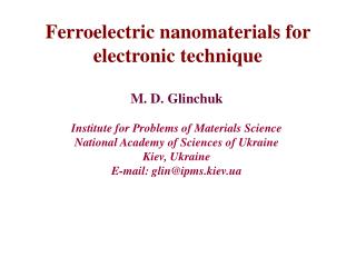 Ferroelectric nanomaterials for electronic technique