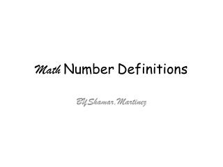 Math N umber Definitions