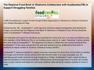 The Regional Food Bank of Oklahoma Collaborates with foodtwe