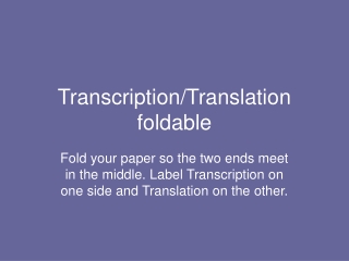 Transcription/Translation foldable