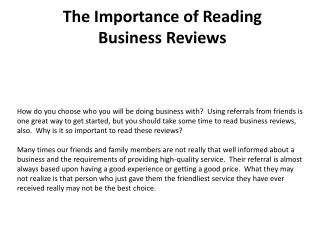 The Importance of Reading Business Reviews