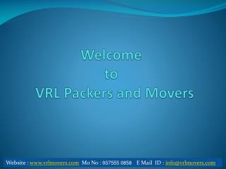 VRL Packers and Movers Ahmedabad, Bangalore, Jamnagar